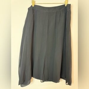 Dana Buchman 100% Silk Gray Midi Skirt Women’s Flowy A-Line Chiffon Elegant